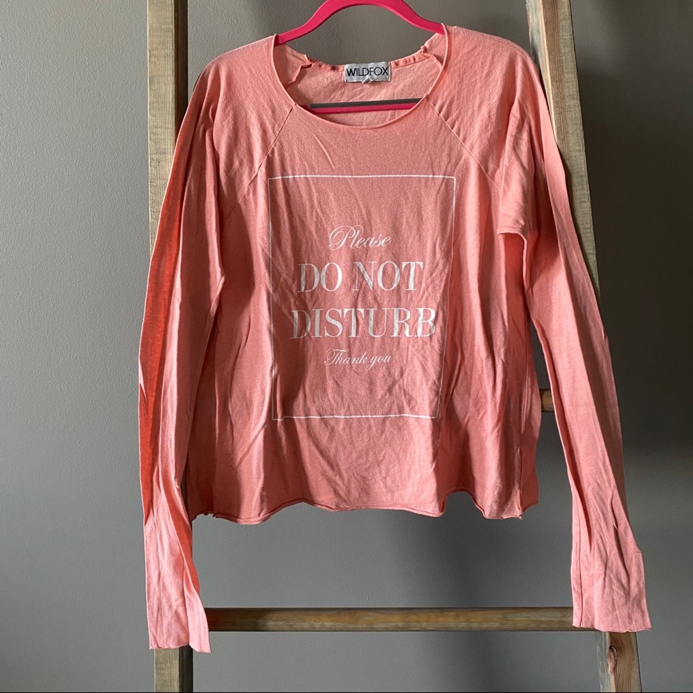 Wildfox Please Do Not Disturb Long Sleeve Top - Picture 2 of 3
